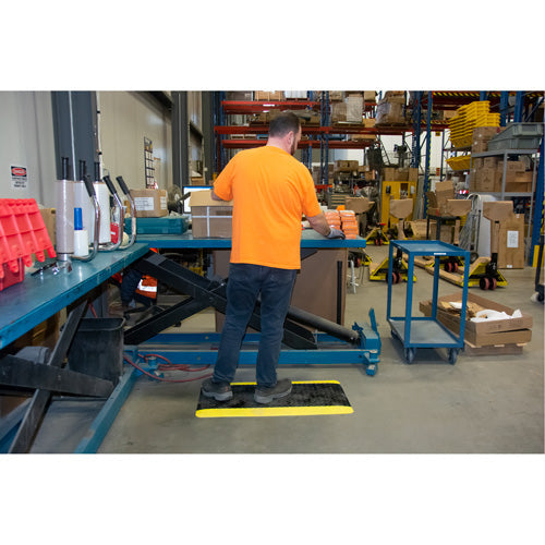 Anti-Fatigue Matting, Diamond, 1-2/3' x 3-1/4' x 3/4", Black/Yellow, Polyurethane