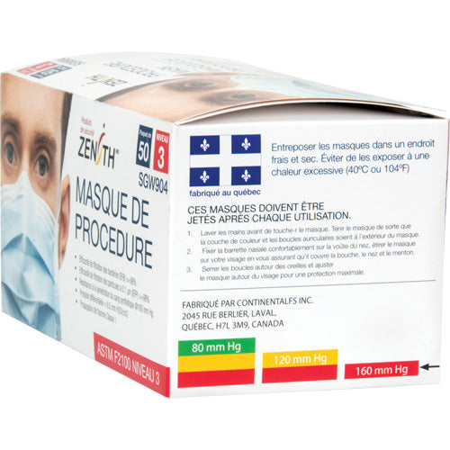 Disposable Procedure Face Masks, ASTM F2100 Level 3, Class 1