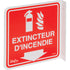 90° Projecting "Extincteur d'Incendie" Sign, 8" x 8", Plastic, French with Pictogram