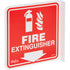 90° Projecting "Fire Extinguisher" Sign, 8" x 8", Plastic, English with Pictogram