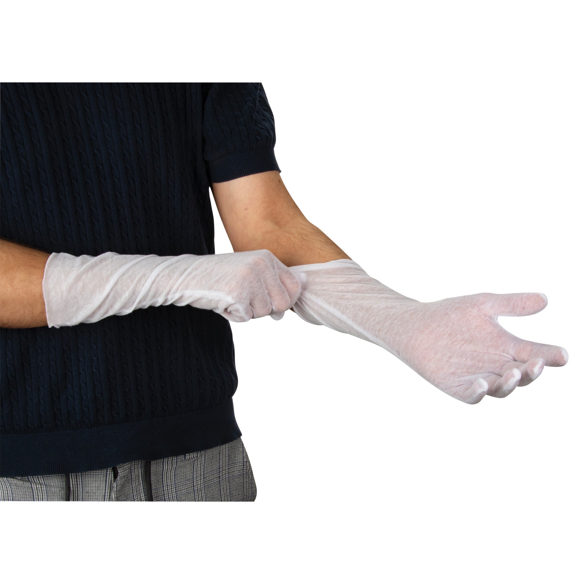 Lightweight Inspection Gloves, Poly/Cotton, Hemmed Cuff, Men's