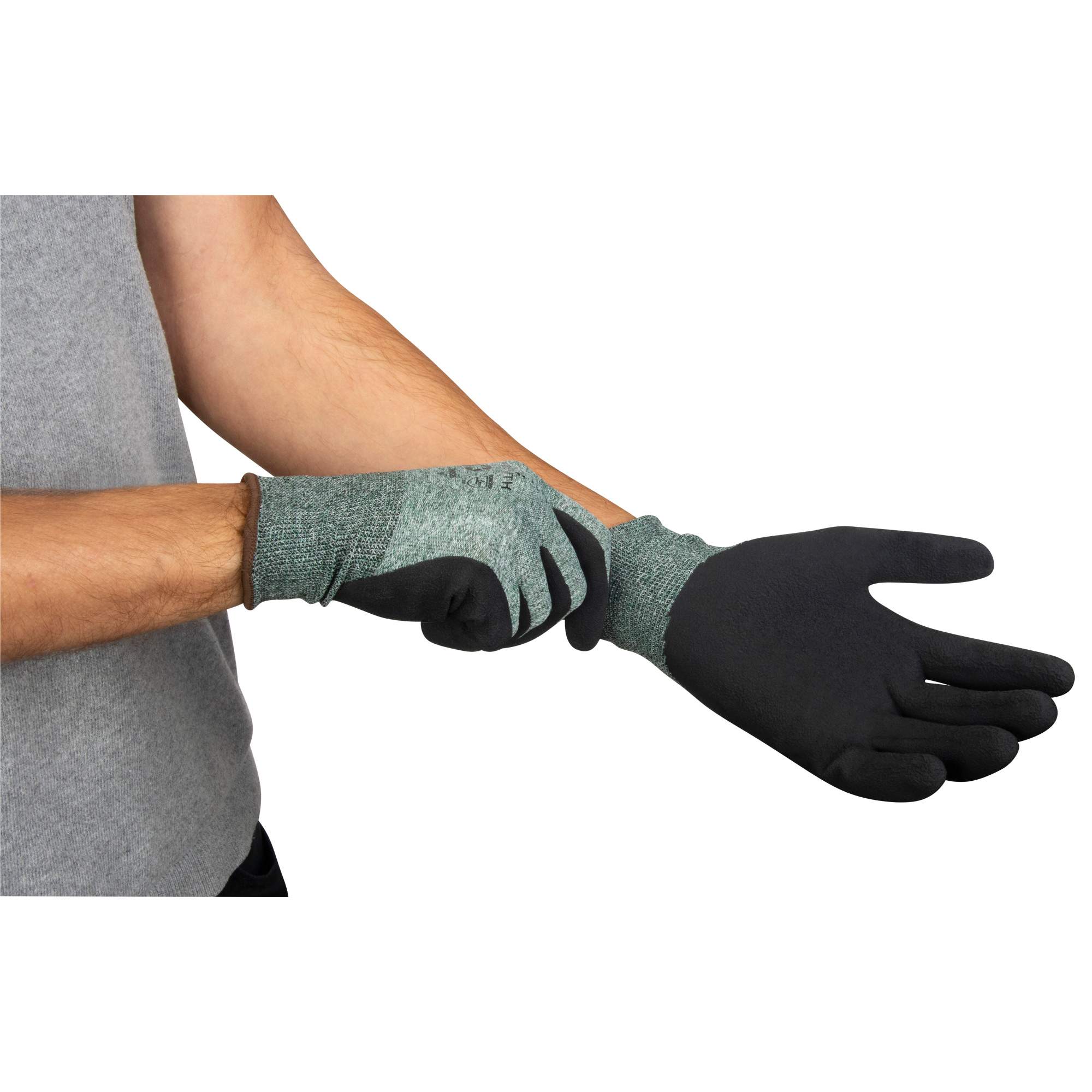 Eco-Friendly Crinkle Grip Coated Gloves, 8, Foam Latex Coating, 15 Gauge, Nylon/RPET Shell