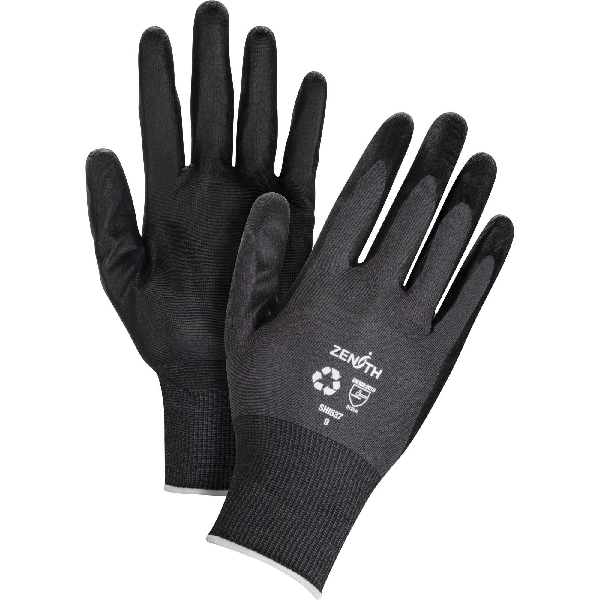 Eco-Friendly Breathable Coated Gloves, 9, Foam Nitrile Coating, 21 Gauge, Nylon/RPET Shell