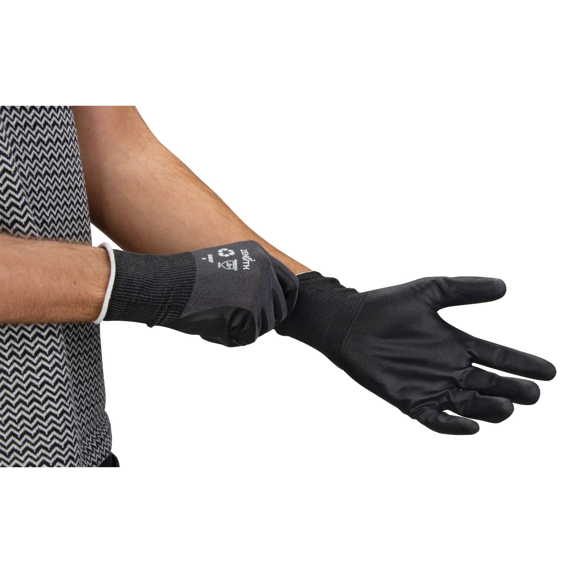 Eco-Friendly Breathable Coated Gloves, 10, Foam Nitrile Coating, 21 Gauge, Nylon/RPET Shell