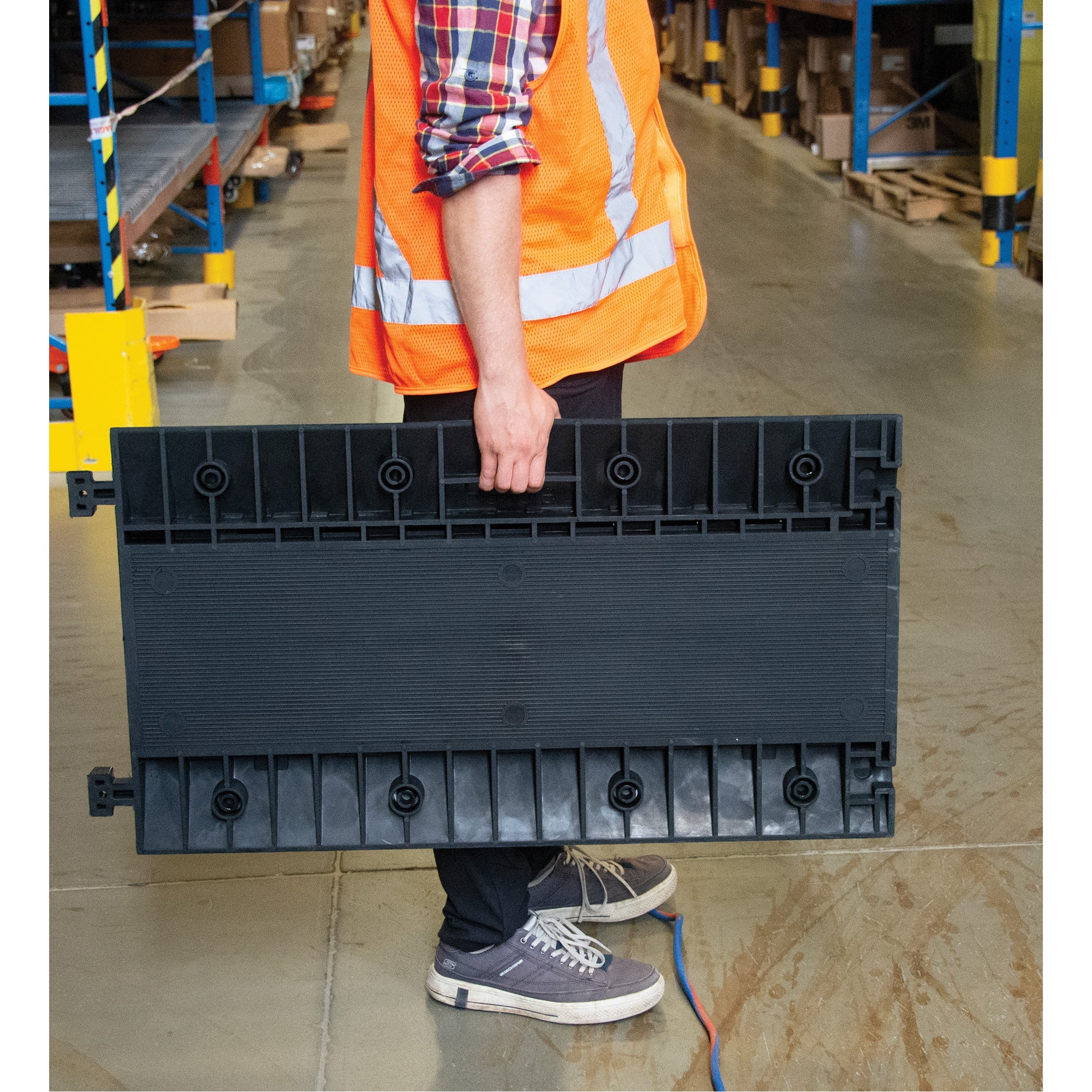 Polyurethane Cable Protector, 3 Channels, 35.43" L x 19.69" W x 3" H