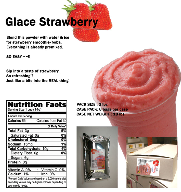 Strawberry 4 in 1 Mix for Bubble Tea, Smoothies, Lattes and Frappes, 3 lbs. Bag (Case 6 x 3 lbs. Bags)  - Ships Free Within Canada on Orders Above CAD $199