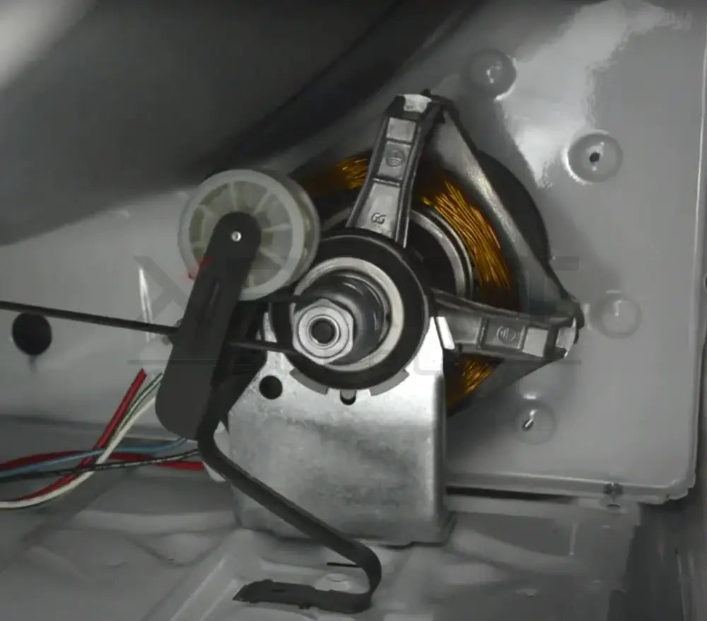Supco LB276 dryer belt replacement installed on dryer motor and pulley system with wires attached