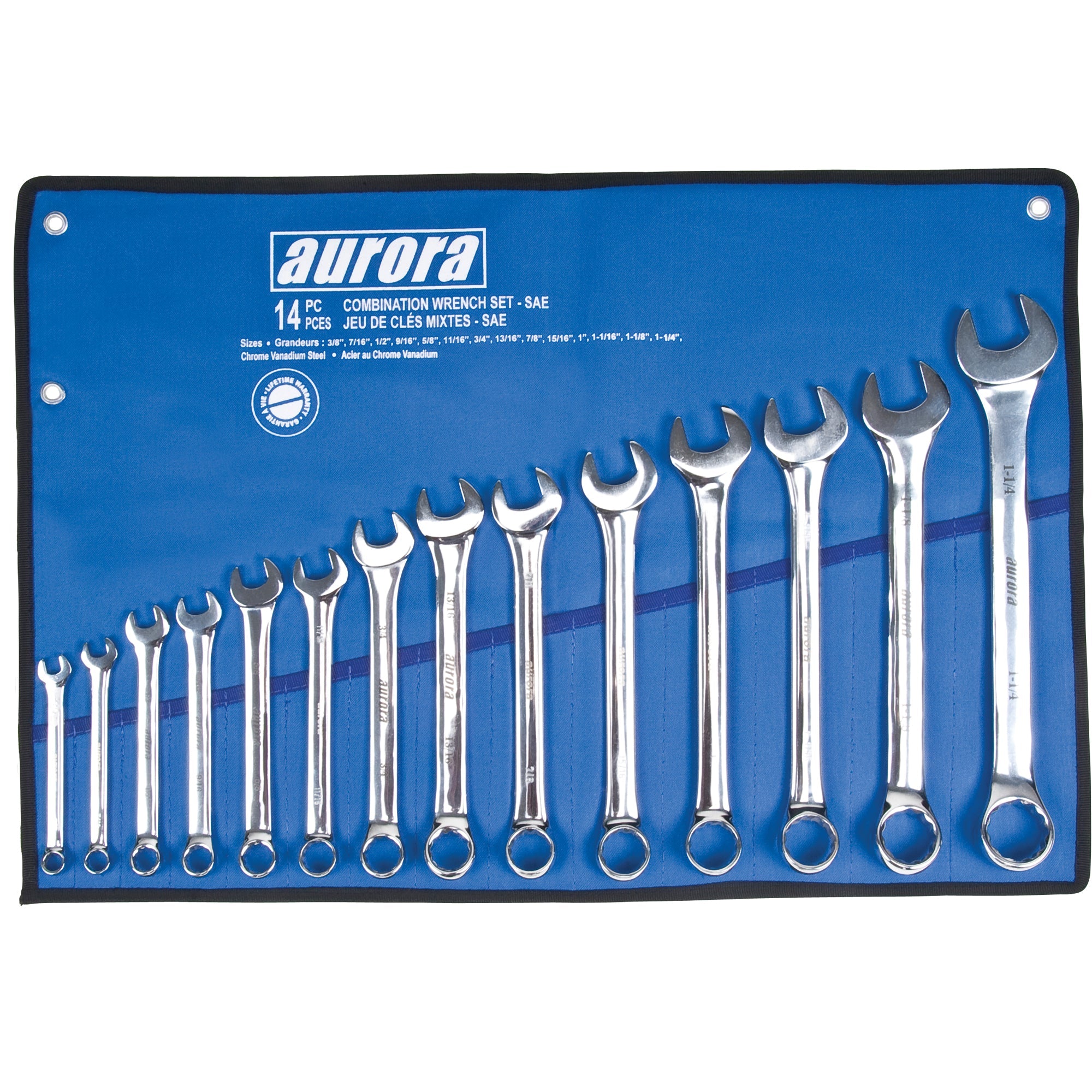 Wrench Set, Combination, 14 Pieces, Imperial