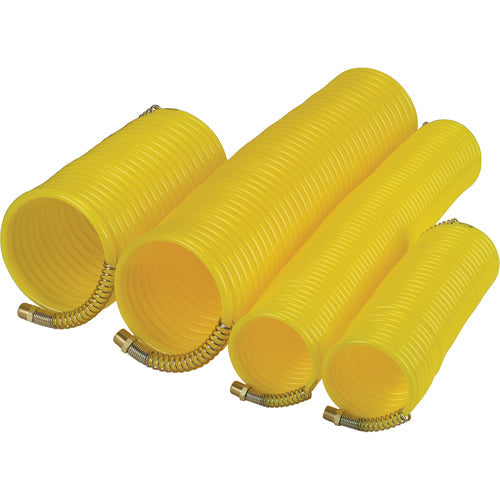 Nylon Coil Air Hose With Fittings, Air, 1/4" ID x 25' L, Nylon, 200 PSI at 23°C