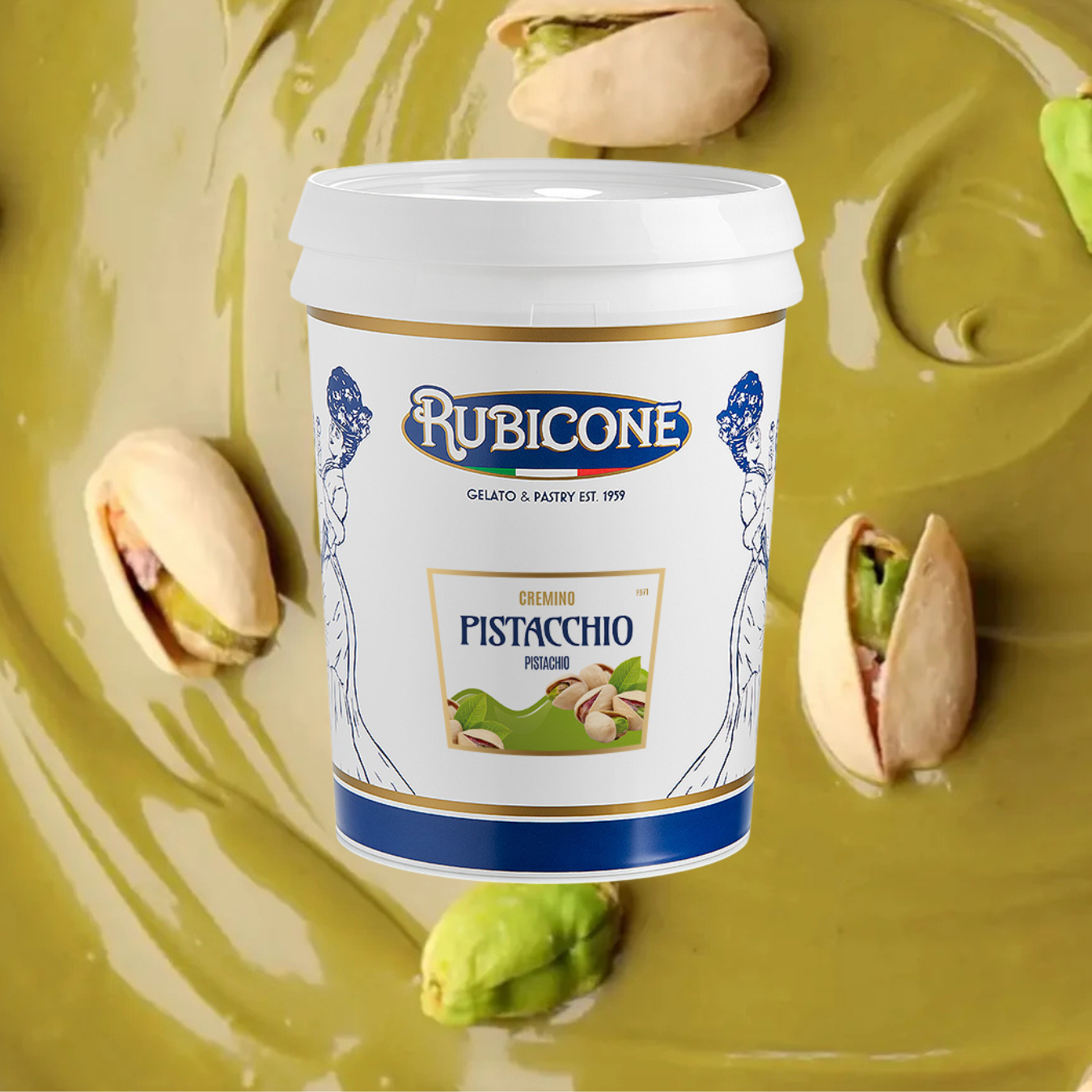Pistachio Spreadable Filling Cream - Cremino Pistachio - 5 KG Bucket - Rubicone Canada - Made in Italy