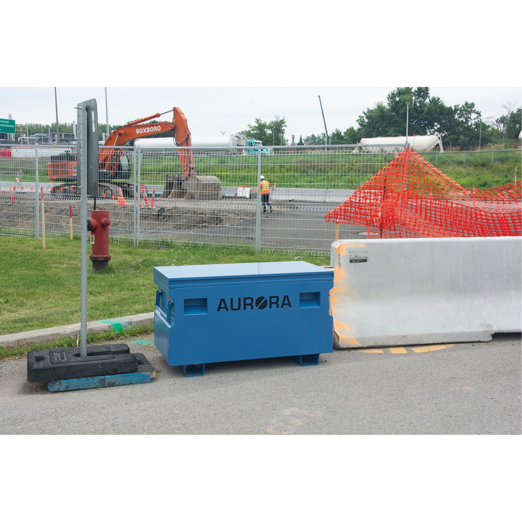 Jobsite Tool Box, 48" x 24" x 27-3/5", Steel, Blue