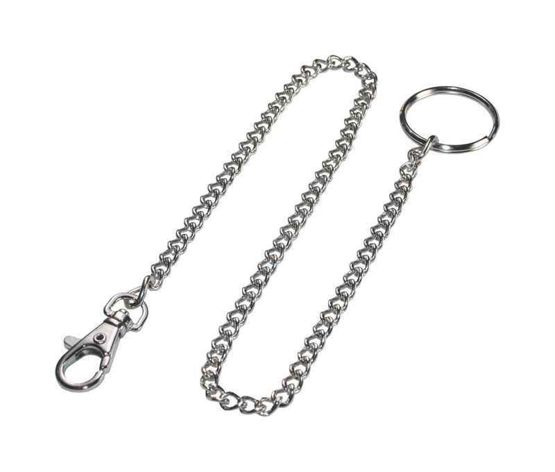 metal belt keychain silver curb chain with lobster clasp and split key ring for keys