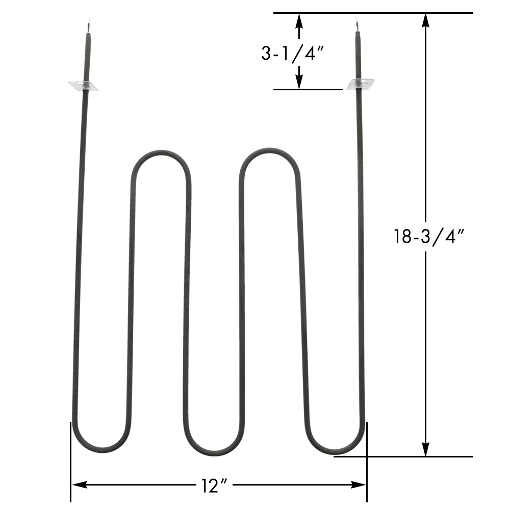 XPart Supply black oven heating element with dimensions 18 3/4 inches height and 12 inches width