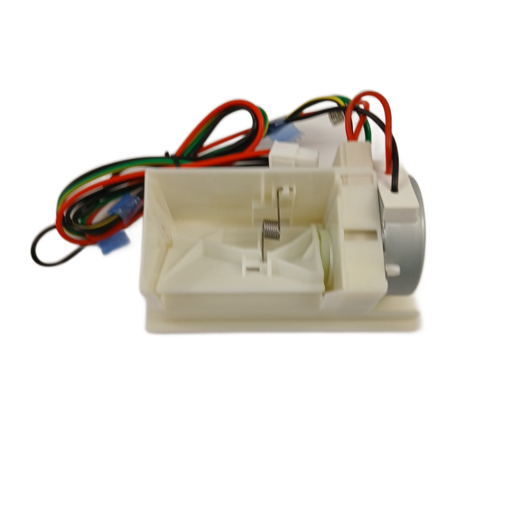 XPart Supply white electrical component with multicolored wires and spring mechanism on black background