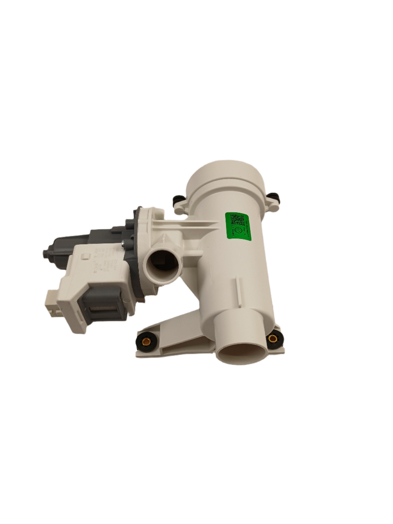 XPart Supply white washing machine drain pump with electrical connector and mounting brackets