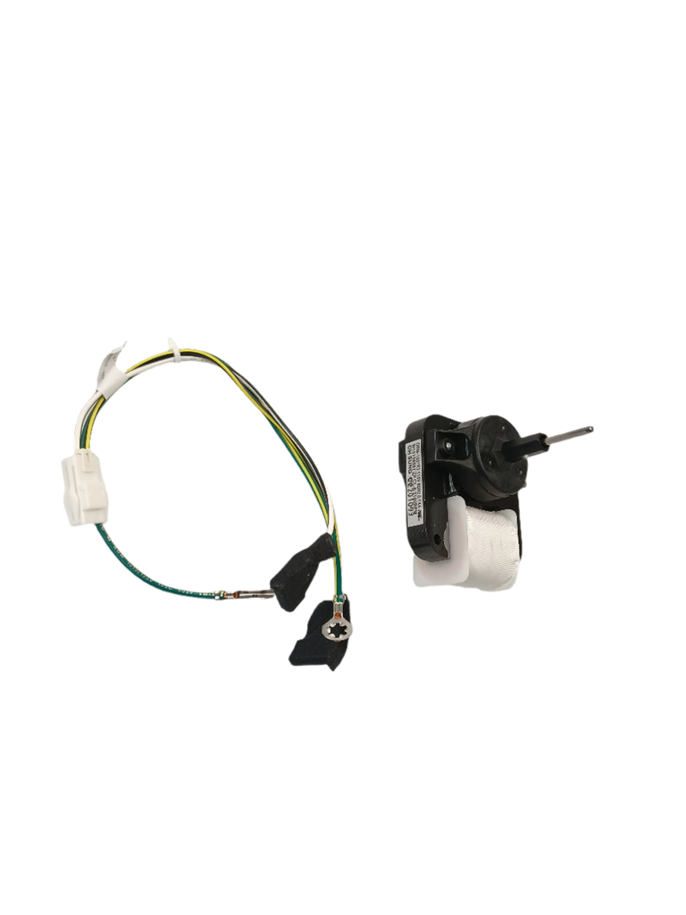 XPart Supply W11024089 refrigerator evaporator fan motor with wiring harness and connector