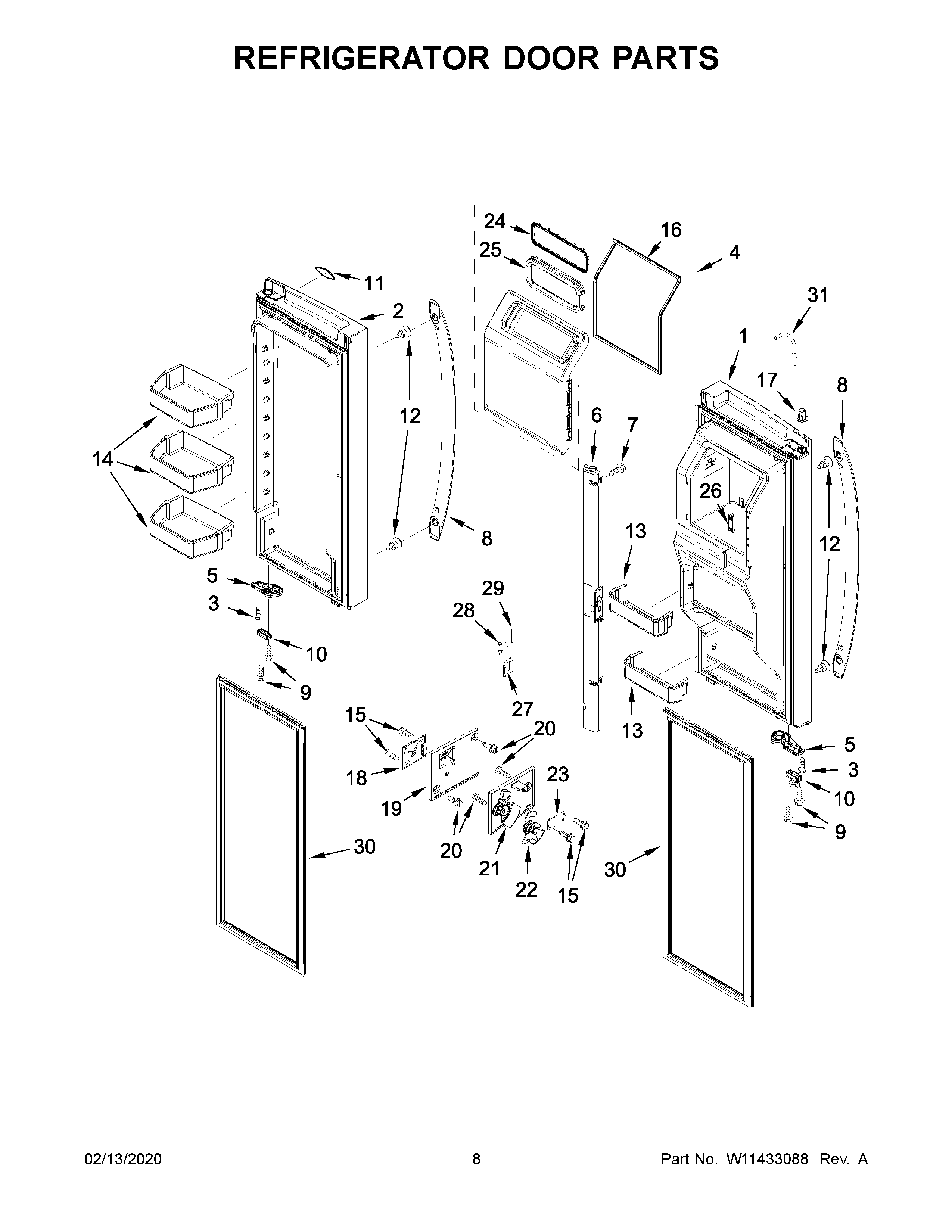 W11436604 Refrigerator Door Assembly