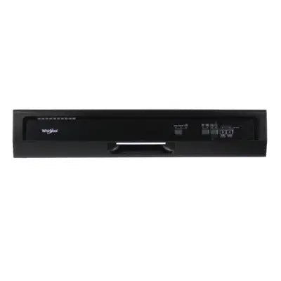 Black Whirlpool dishwasher control panel with handle and buttons W11095590 dishwasher control console replacement by XPart Supply