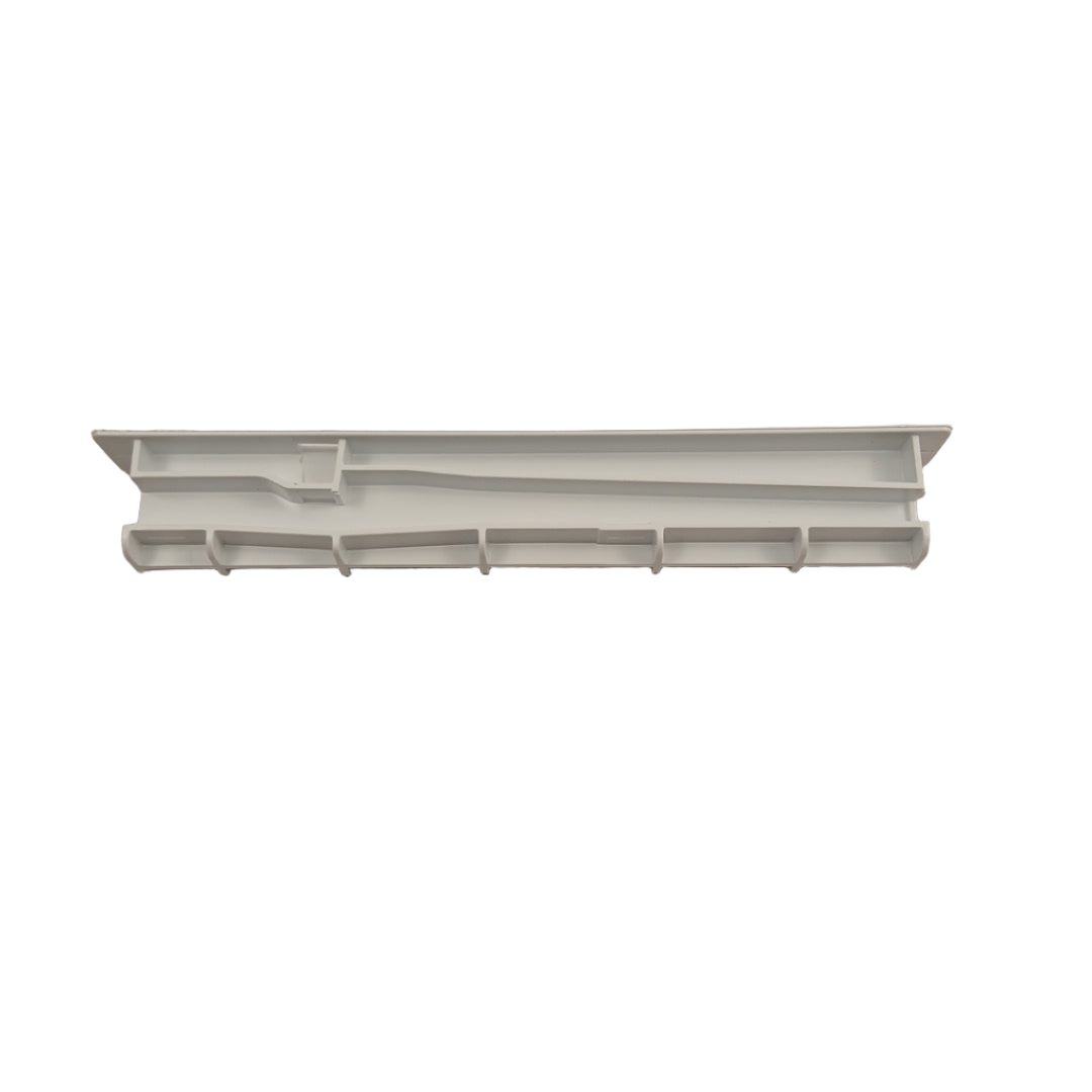 White plastic WPW10671238 refrigerator crisper drawer slide rail replacement part for fridge drawer from XPart Supply