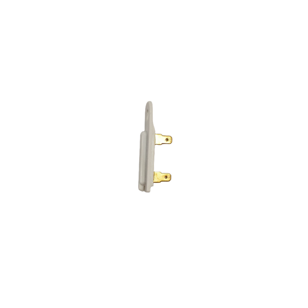 XPart Supply WP3392519 dryer thermal fuse side view with gold terminals on black background