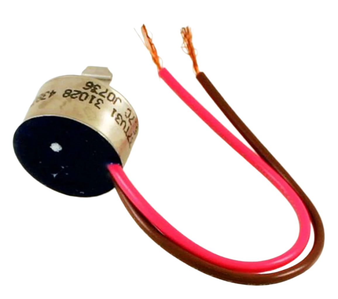 XPart Supply WP4387503 defrost thermostat with red and brown wires for refrigerator repair