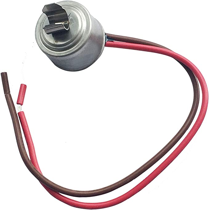 WP4387503 defrost thermostat with red and brown wires for appliance temperature control
