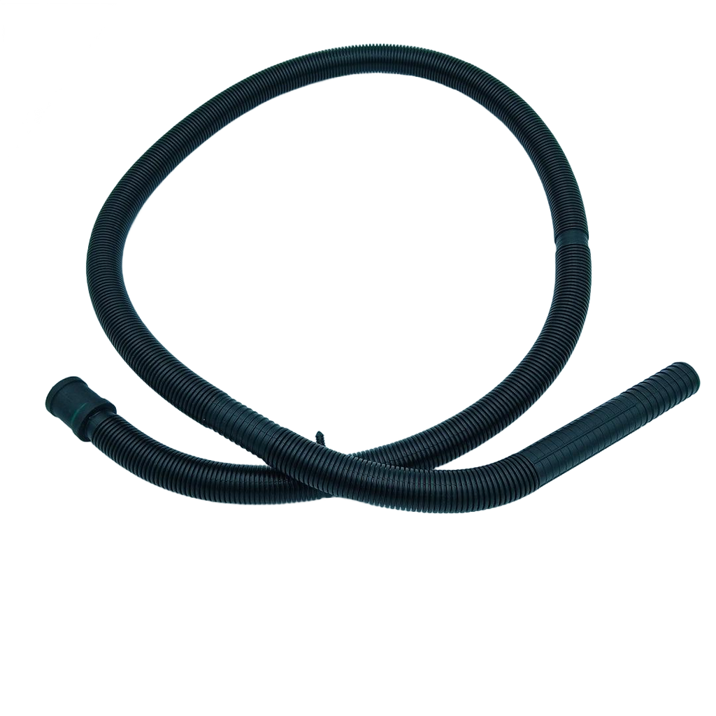 Black flexible WW01F02060 washing machine hose with ribbed design for water drainage
