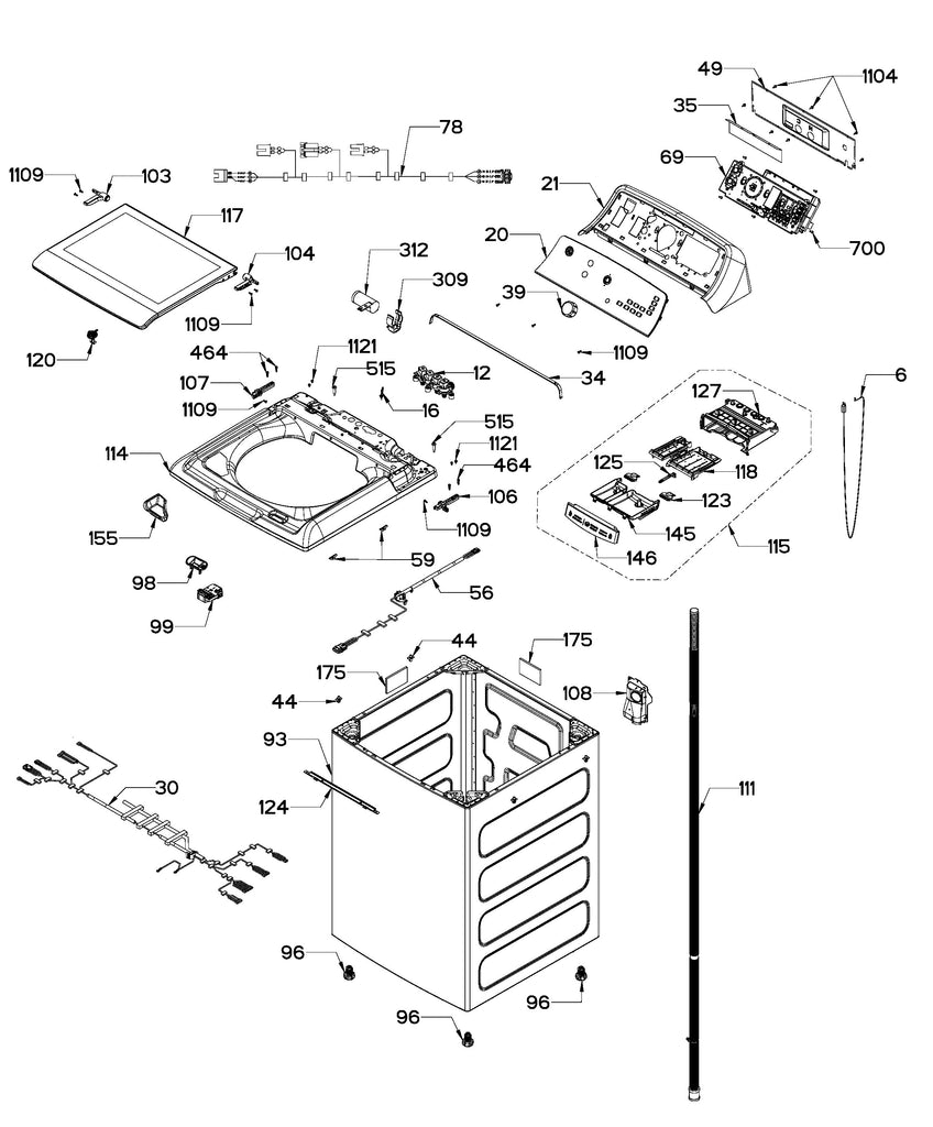 WW01F02073 Washer Chassis And Board ASM (replaces 233D2322G106) - XPart Supply Ltd.
