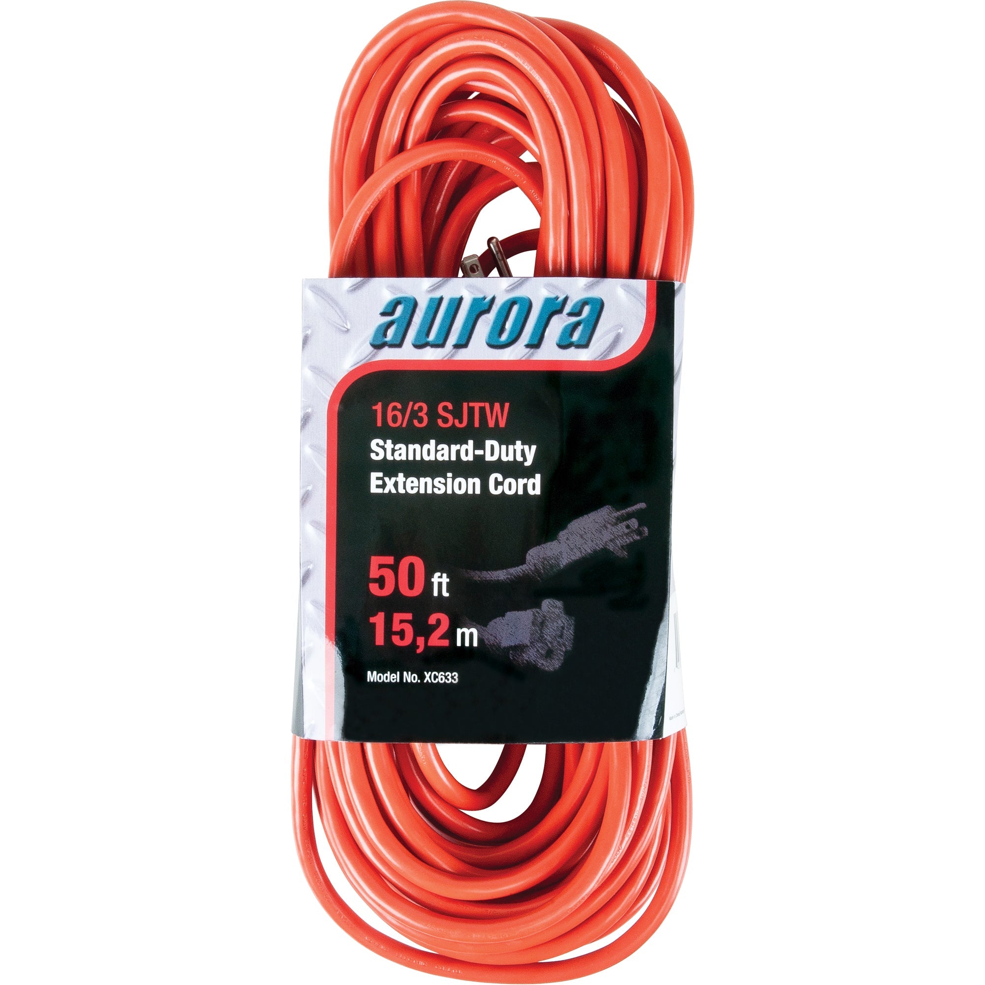 Extension Cord, Indoor/Outdoor, SJTW, 16/3 AWG, 13 A, 50'