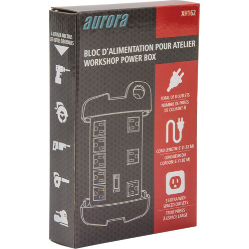 Workshop Surge Protector Power Strip, 8 Outlets, 1350 J, 1875 W, 6' Cord