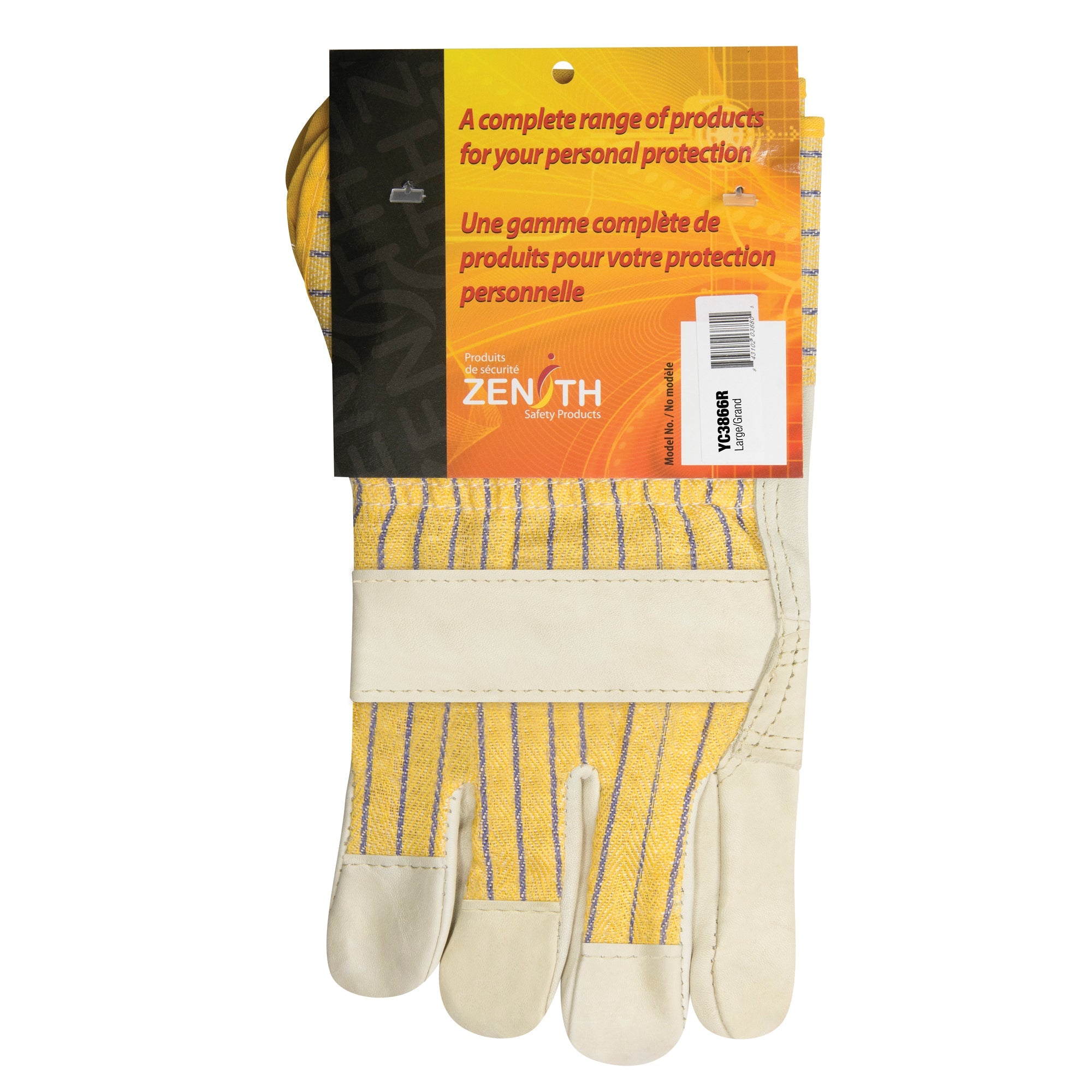 Fitters Patch Palm Gloves, Large, Grain Cowhide Palm, Cotton Inner Lining