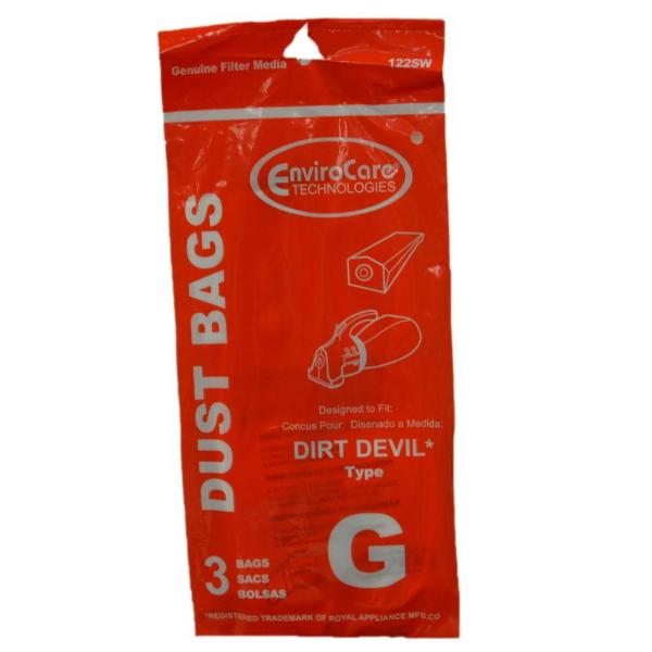 Dirt Devil Type G Vacuum Bags, Hand Vac, 3pk Part 122SW - Appliance Genie