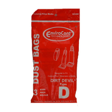 Dirt Devil Type D Upright, Paper Bags, 3Pk, Part 123SW - Appliance Genie