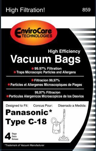 4Pk, Vacuum Paper Bags for Panasonic Type C18 Synthetic CG885, Generic Part 859 - Appliance Genie