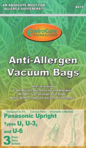3pk, Panasonic U3, U6 Allergen Paper Bags Part A816 - XPart Supply