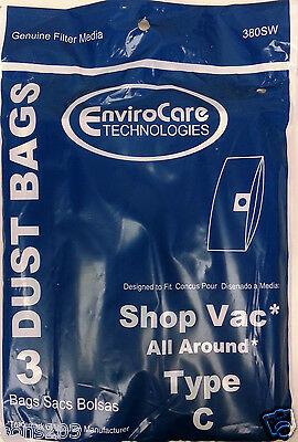 ShopVac Type C All Around Vacuum Bags, 3pk, Replaces OEM 906-69-00 Generic Part 380SW - Appliance Genie