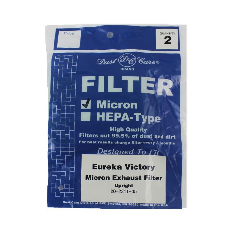 Eureka Filter, Micron Exhaust Victory Up Behind Motor 2Pk Part 20-2311-05 - Appliance Genie