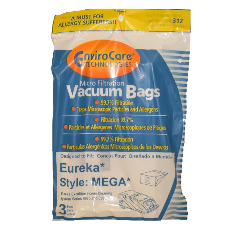 3Pk, Eureka 6975 6990-Mega Canister, Paper Bags, Part 312 - Appliance Genie