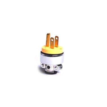 Commercial Vacuum Cord Male Plug -3 Prong,Cooper,Yellow Armored, Part 32-5628-03 - Appliance Genie