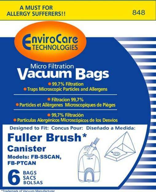 6pk, Vacuum Paper Bags for Fuller Brush FBPT2 FB-SSCAN FB-PTCAN w/ Closure, Generic Part 848 - Appliance Genie