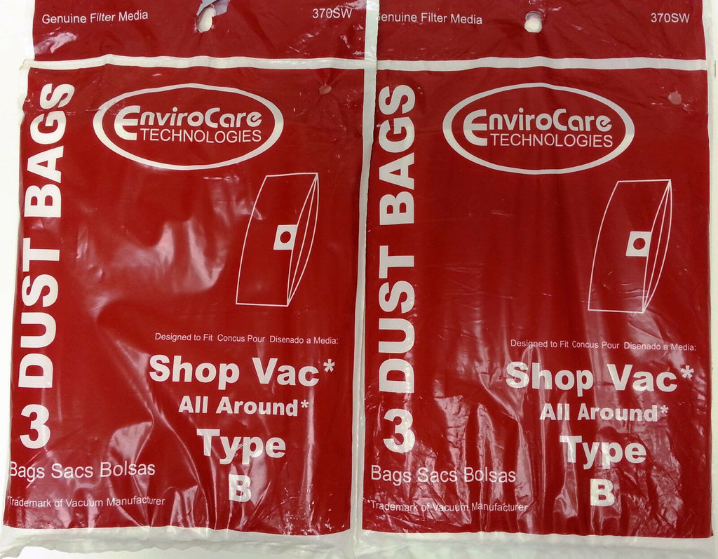 ShopVac Type B Vacuum Bags, All Around, 6pk, Replaces OEM 9066800, Part 370SW - Appliance Genie