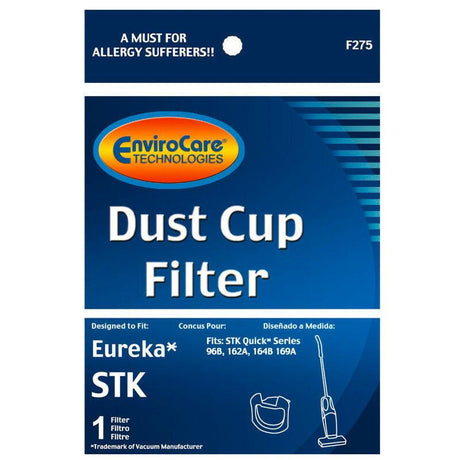 Eureka Dirt Cup Filter for Stick Vac 96B,12A,164B, 169A, 96F Part F275 - Appliance Genie