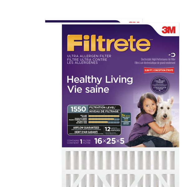 3M 16-in x 25-in x 5-in 1550 MRP Allergen Reduction Electrostatic Deep Pleated Air Filter - XPart Supply