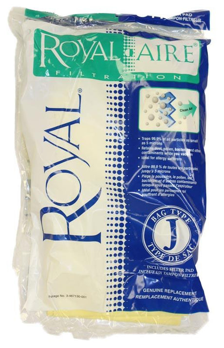 3pk Royal Type J RoyalAire Filtration Vacuum Bags Part 3467130001 - Appliance Genie