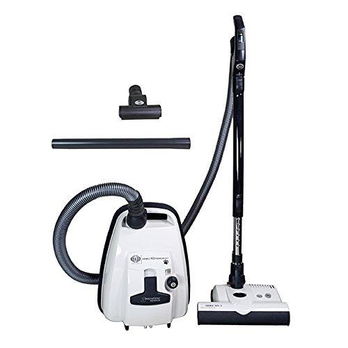 SEBO AIRBELT K3 90692AM Arctic White/Black Canister Vacuum Cleaner with Power Head +Mini Turbo Brush - Appliance Genie
