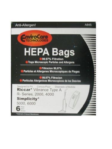 Riccar Vibrance Simplicity 5000, 6000 Type A Hepa Bags 6pk, Commercial, Canister Vacuums, S6-3, S6-12, C13-6, C13H-6, Generic Part A845 - Appliance Genie