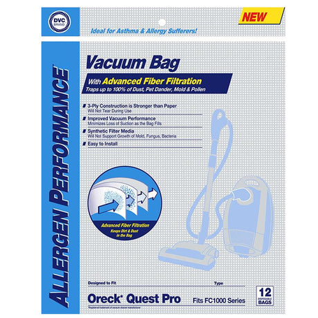 12Pk Paper Bags for, Oreck Quest Pro Synthetic Part 471611 - XPart Supply