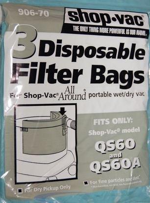 Shop-Vac Paper Bags, Qs60 Only 1.5 Gallon 3Pk Part SV-90670, 9067000 - XPart Supply