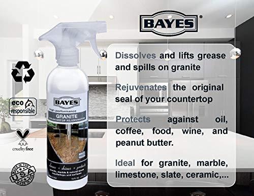 Bayes Premium Eco-Friendly Granite Countertop Cleaner and Rejuvenator Spray, 16-Ounce - Appliance Genie
