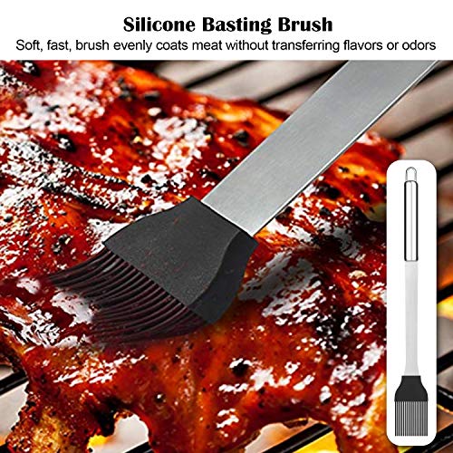 BBQ Grill Tool Set- 14 Piece Stainless Steel Barbecue Grilling Accessories with Multifunctional Scraper,Spatulas,Tong,Skewers,Leak-Free Bottles,Powder Bottles,Chopper,Oil Brush - Appliance Genie